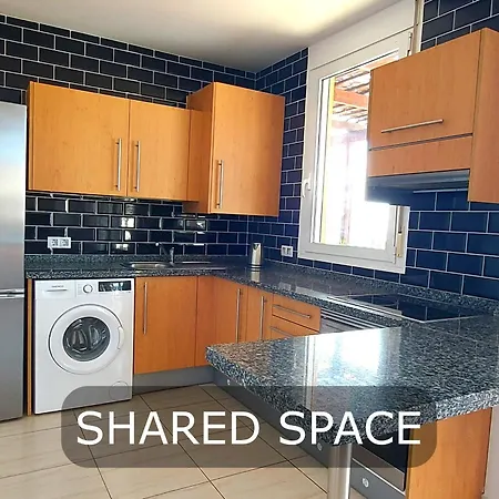 Apartment Bedroom With Private Bathroom And Air Conditioning, Inside Shared With Amplious Kitchen And Terrace With Sea View